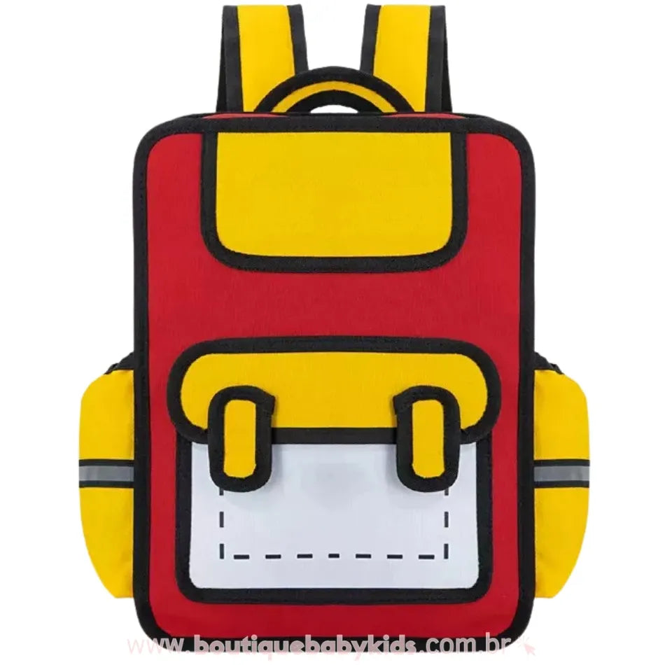 Mochila Infantil Escolar Costas Divertida Cartoon 2D Vermelho - Boutique Baby Kids