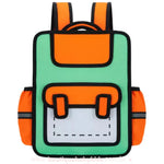 Mochila Infantil Escolar Costas Divertida Cartoon 2D Verde - Boutique Baby Kids