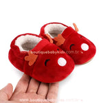 Pantufinha de Bebê Temática Natalina Rena Vermelho - Boutique Baby Kids 