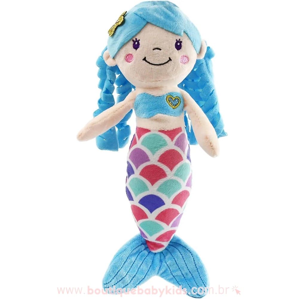 Pelúcia Pequena Sereia Azul 30 cm - Boutique Baby Kids