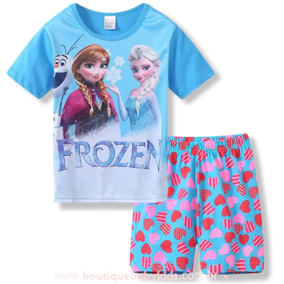 Pijama Infantil Curto Frozen Aventura Congelante Azul - Boutique Baby Kids