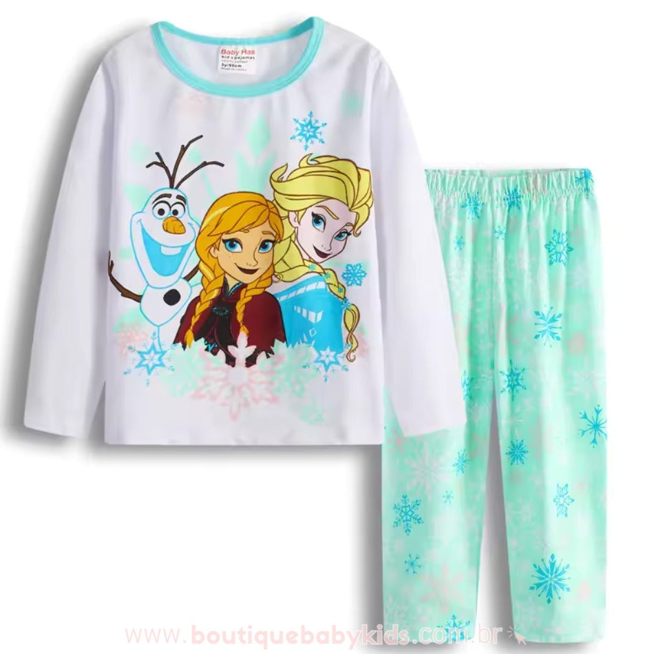 Pijama Infantil Longo Disney Frozen Reino Gelado Elsa, Anna e Olaf - Boutique Baby Kids