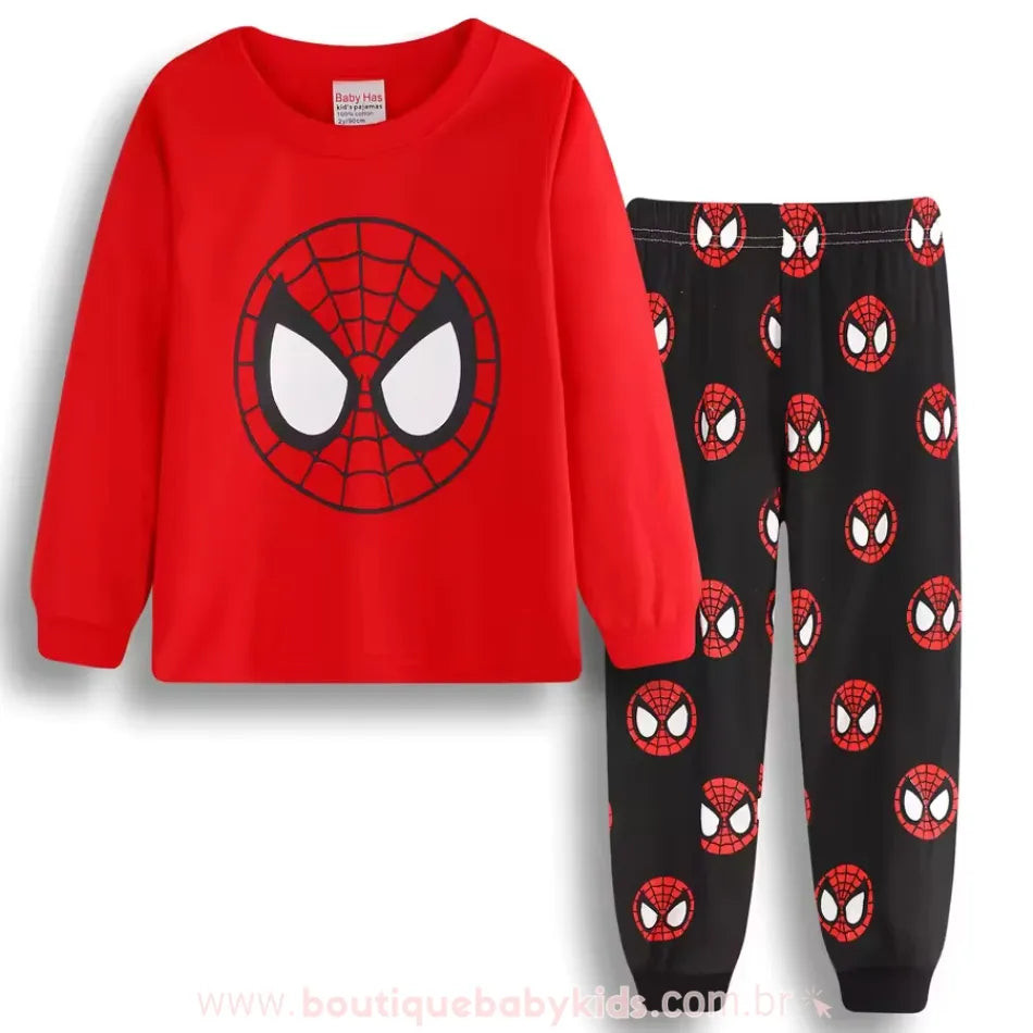 Pijama Infantil Longo Herói Homem Aranha Vermelho - Boutique Baby Kids