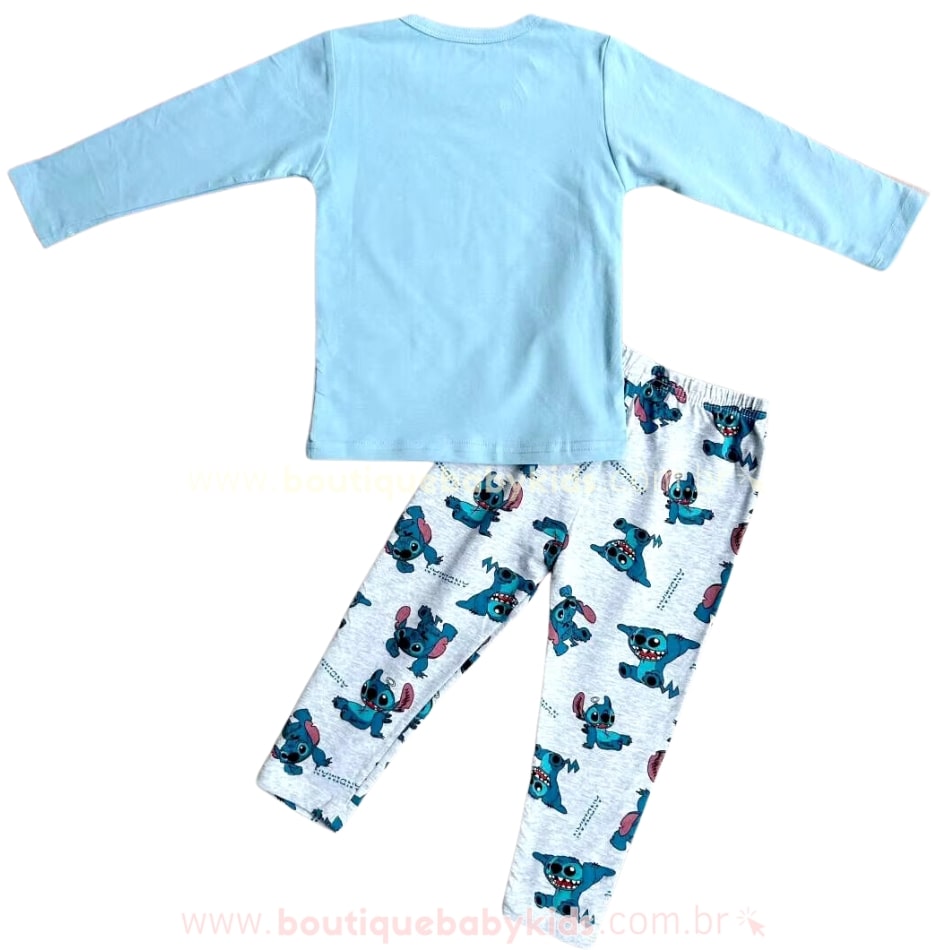Pijama Infantil Longo Stitch Azul