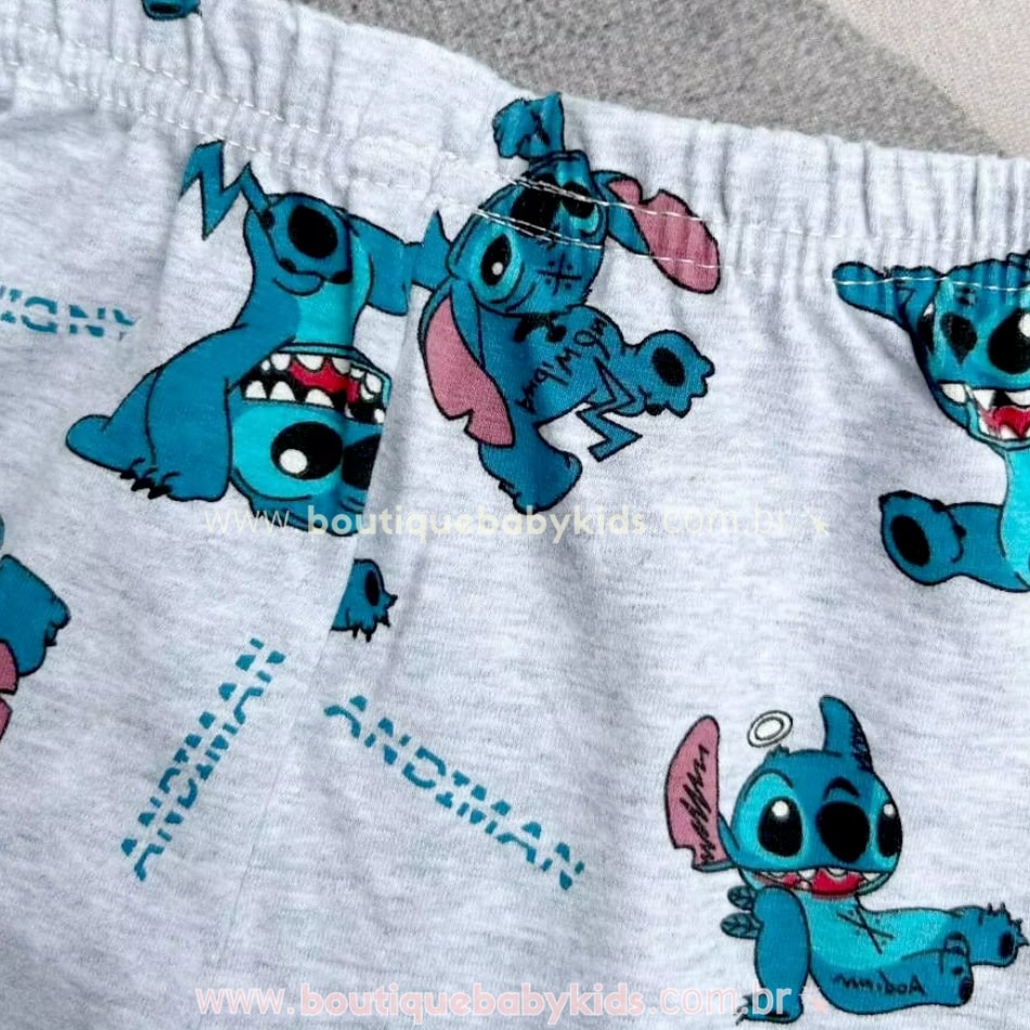 Pijama Infantil Longo Stitch Azul