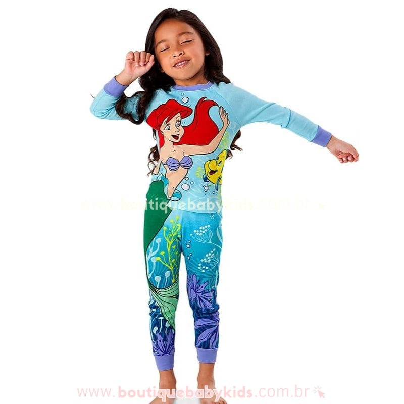 Pijama Infantil Longo Pequena Sereia Ariel - Boutique Baby Kids