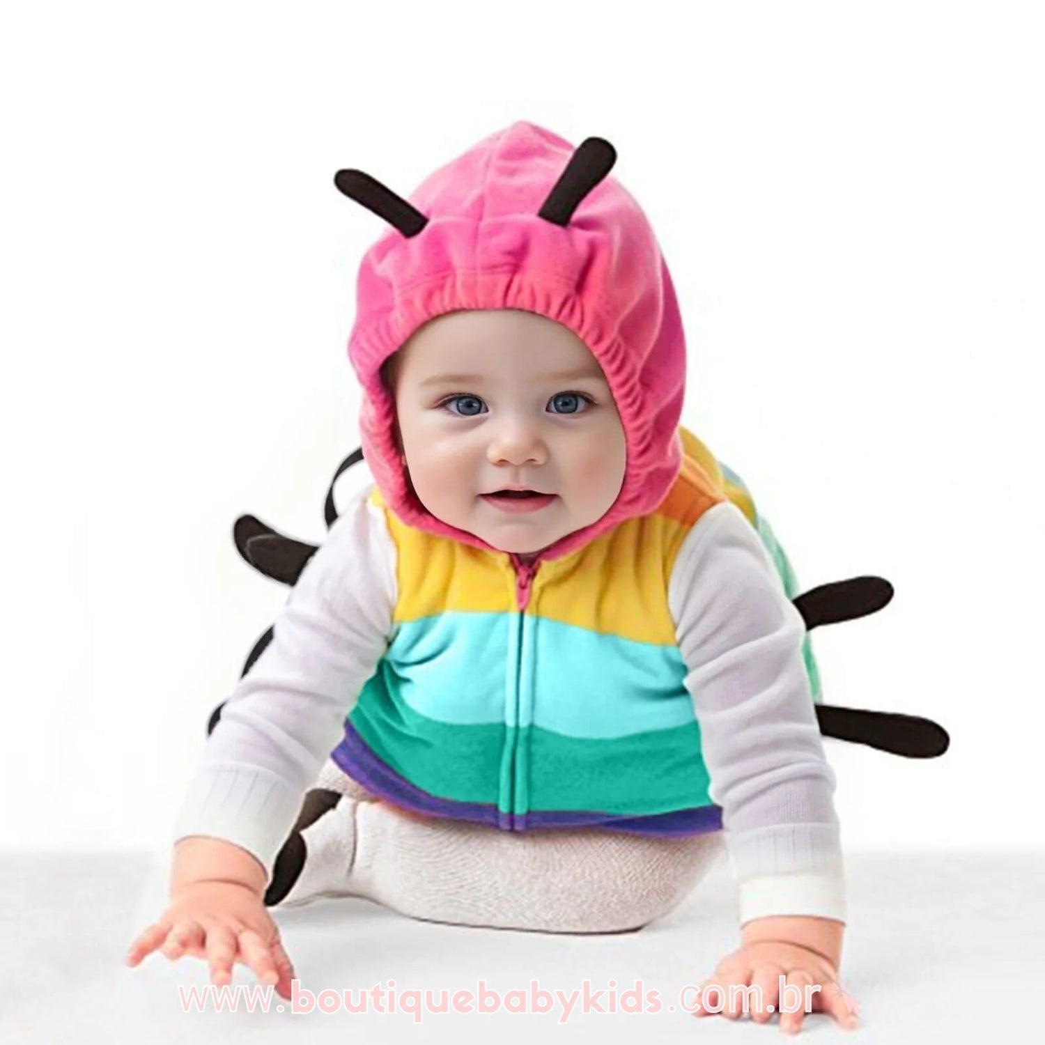 Body Bebê Fantasia Joaninha Multicor com Meia - Boutique Baby Kids