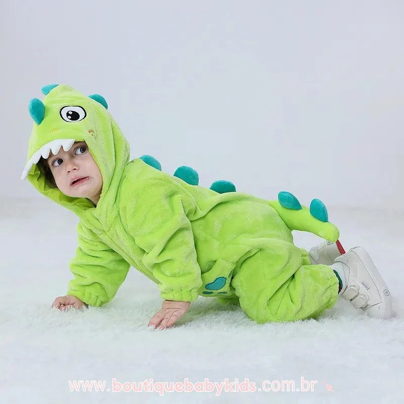 Macacão Bebê Fantasia Bichinho Dinossauro Verde - Boutique Baby Kids 
