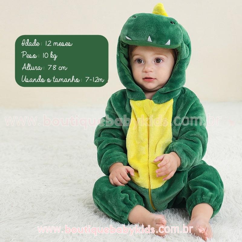 Macacão Bebê Fantasia Bichinho Dinossauro Verde - Boutique Baby Kids