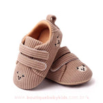 Tênis Bebê Primeiros Passos Ursinho Veludo Cotelê Bege - Boutique Baby Kids  