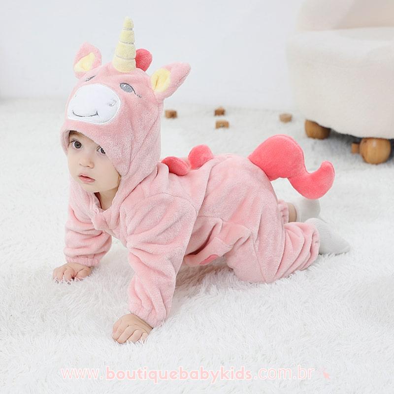 Macacão Bebê Fantasia Unicórnio Rosa - Boutique Baby Kids