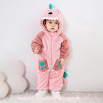 Macacão Bebê Fantasia Bichinho Dinossaura Rosa - Boutique Baby Kids 