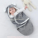 Saco de Dormir Bebê Sherpa Elefantinho Cinza - Boutique Baby Kids