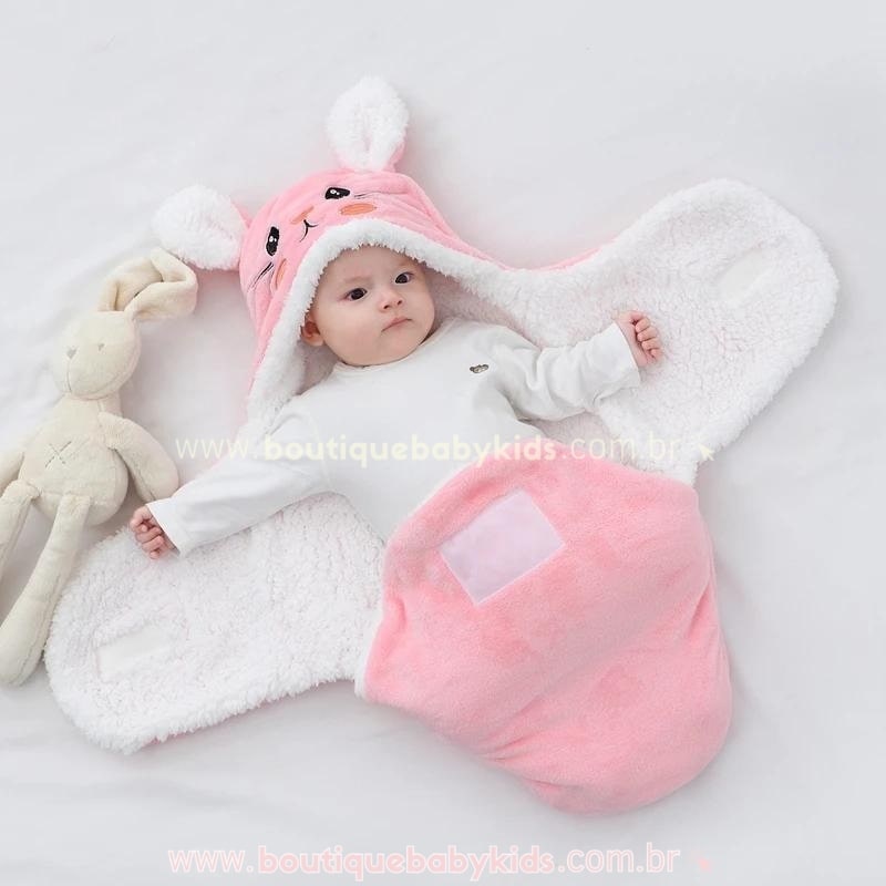 Saco de Dormir Bebê Sherpa Coelhinha Rosa - Boutique Baby Kids