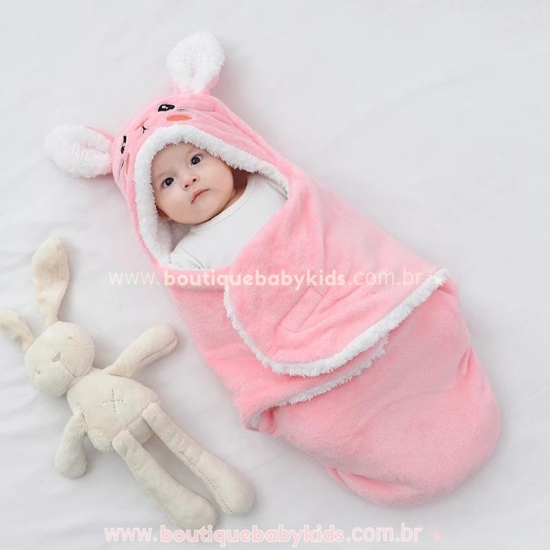 Saco de Dormir Bebê Sherpa Coelhinha Rosa - Boutique Baby Kids
