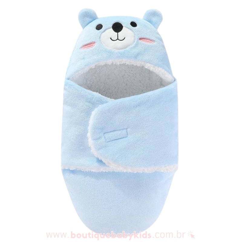 Saco de Dormir Bebê Sherpa Ursinho Azul - Boutique Baby Kids