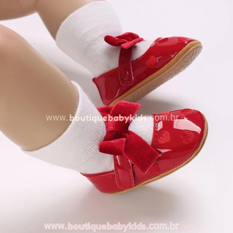 Sapatilha Bebê Verniz Vermelha com Laço - Boutique Baby Kids