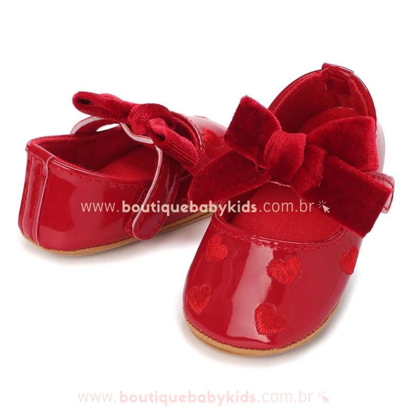 Sapatilha Bebê Verniz Vermelha com Laço - Boutique Baby Kids