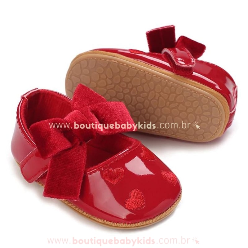 Sapatilha Bebê Verniz Vermelha com Laço - Boutique Baby Kids