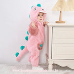 Macacão Bebê Fantasia Bichinho Dinossaura Rosa - Boutique Baby Kids 