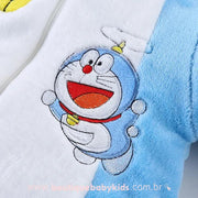 Macacão Bebê Fantasia Doraemon Forrado com Pezinho
