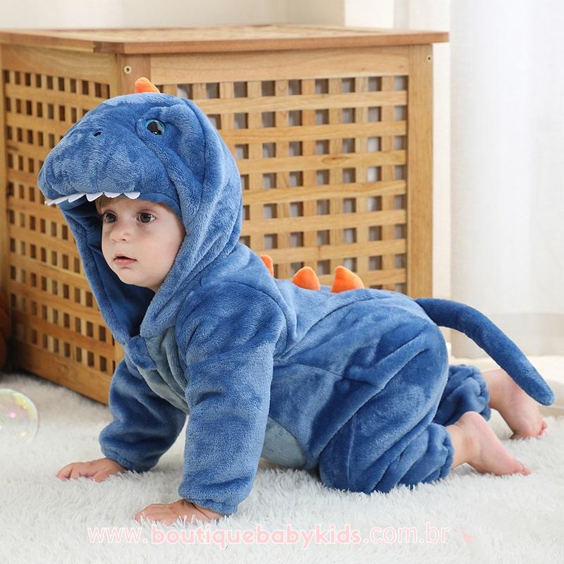 Macacão Bebê Fantasia Bichinho Dinossauro Azul - Boutique Baby Kids