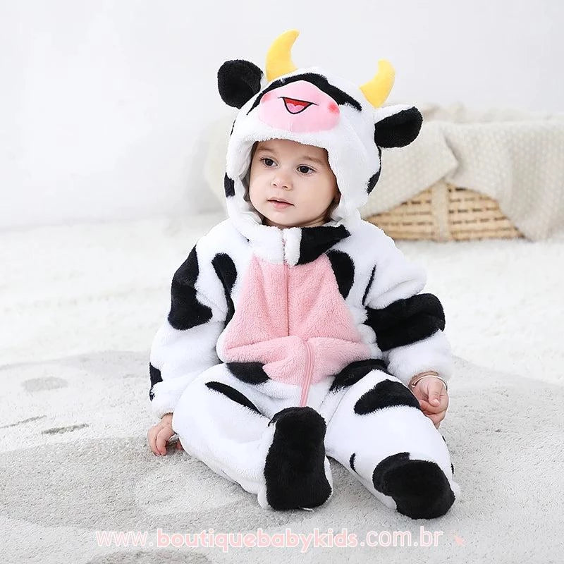 Macacão Bebê Fantasia Bichinho Vaquinha - Boutique Baby Kids