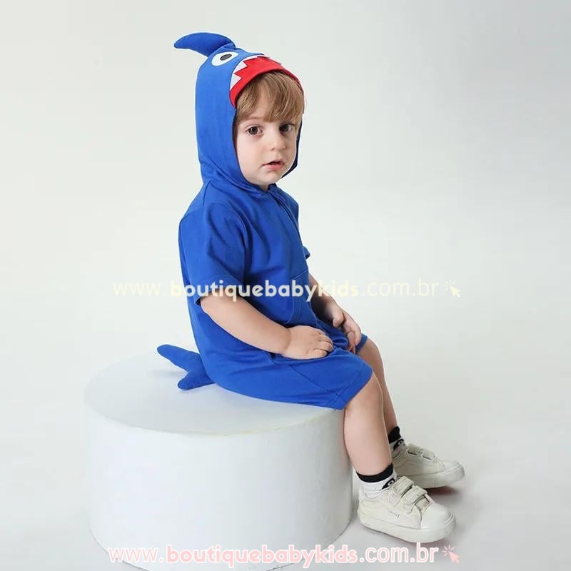 Macaquinho Bebê Fantasia Tubarão Azul - Boutique Baby Kids