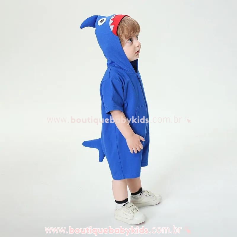 Macaquinho Bebê Fantasia Tubarão Azul - Boutique Baby Kids