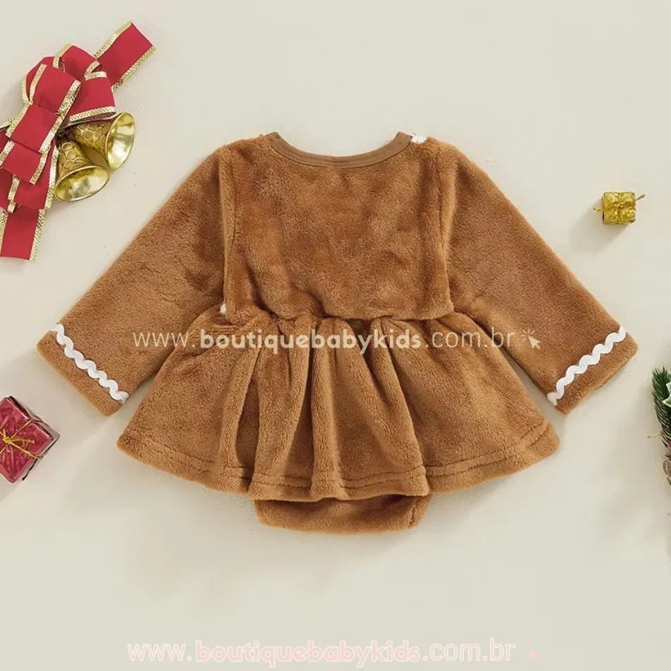 Vestido Bebê Biscoitinho de Natal