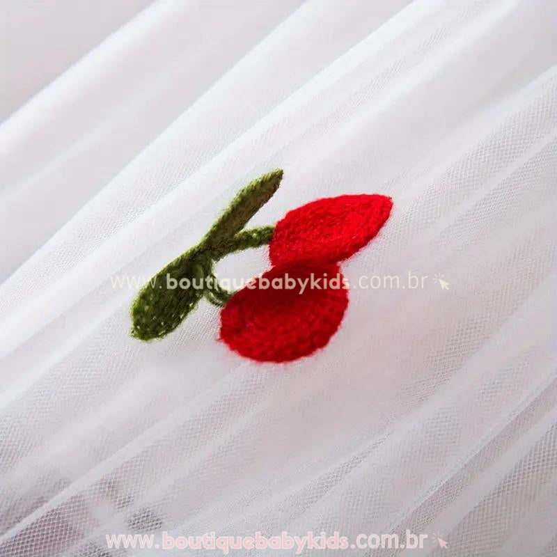Vestido Bebê Bordado Cereja Tule