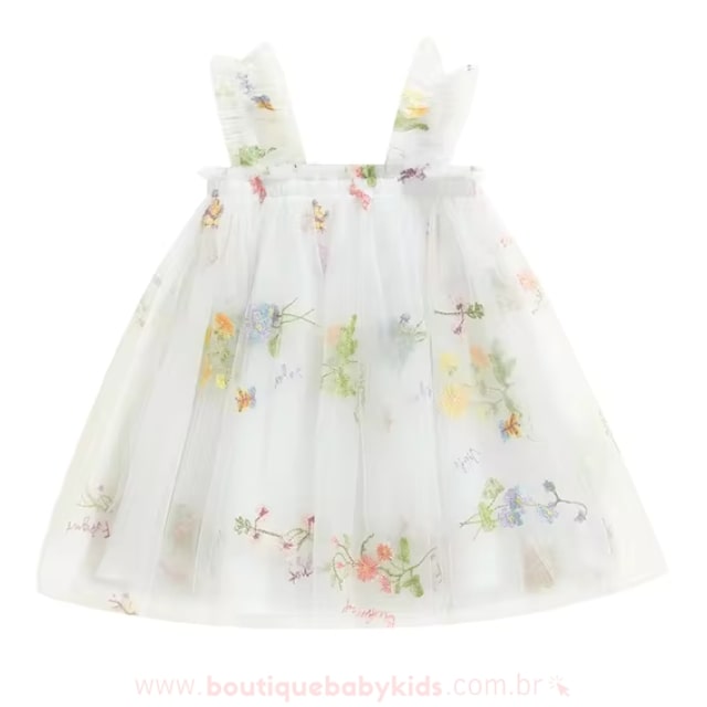 Vestido Bebê Bordado Flores Tule - Boutique Baby Kids 