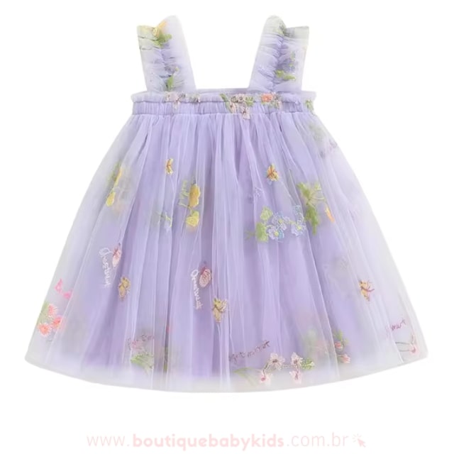Vestido Bebê Bordado Flores Tule - Boutique Baby Kids 