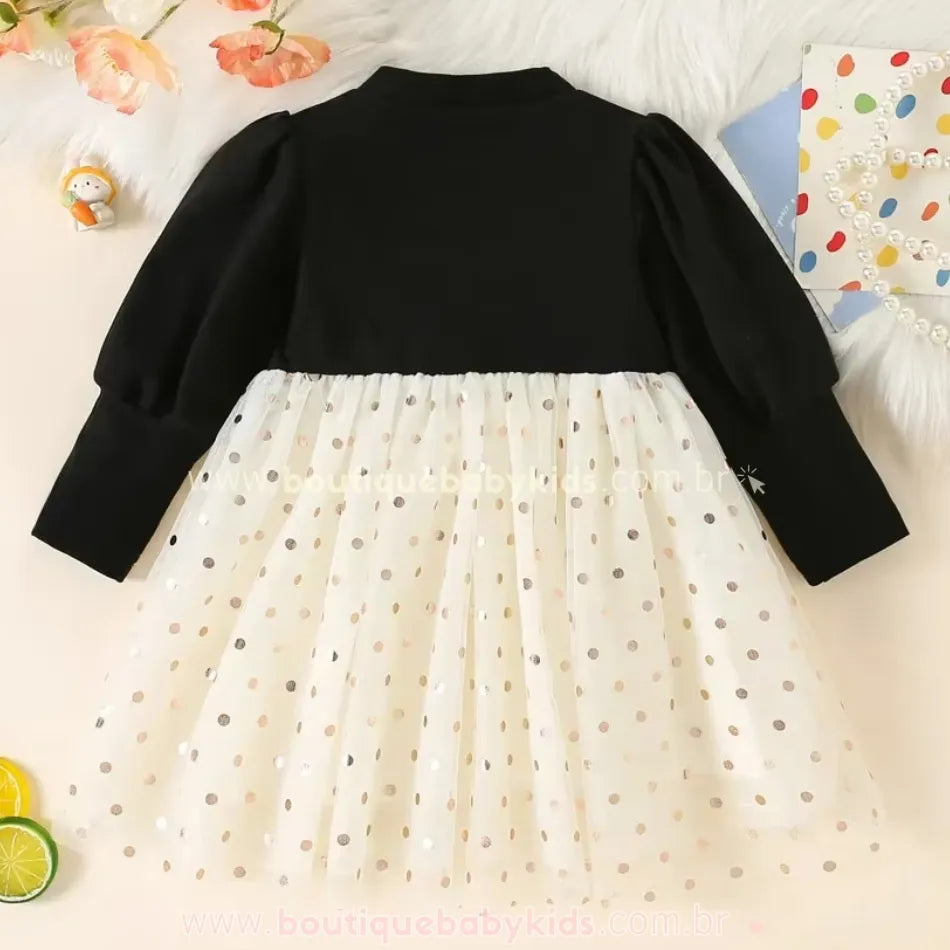 Vestido Bebê Clássico Coelhinho com Tule Poá