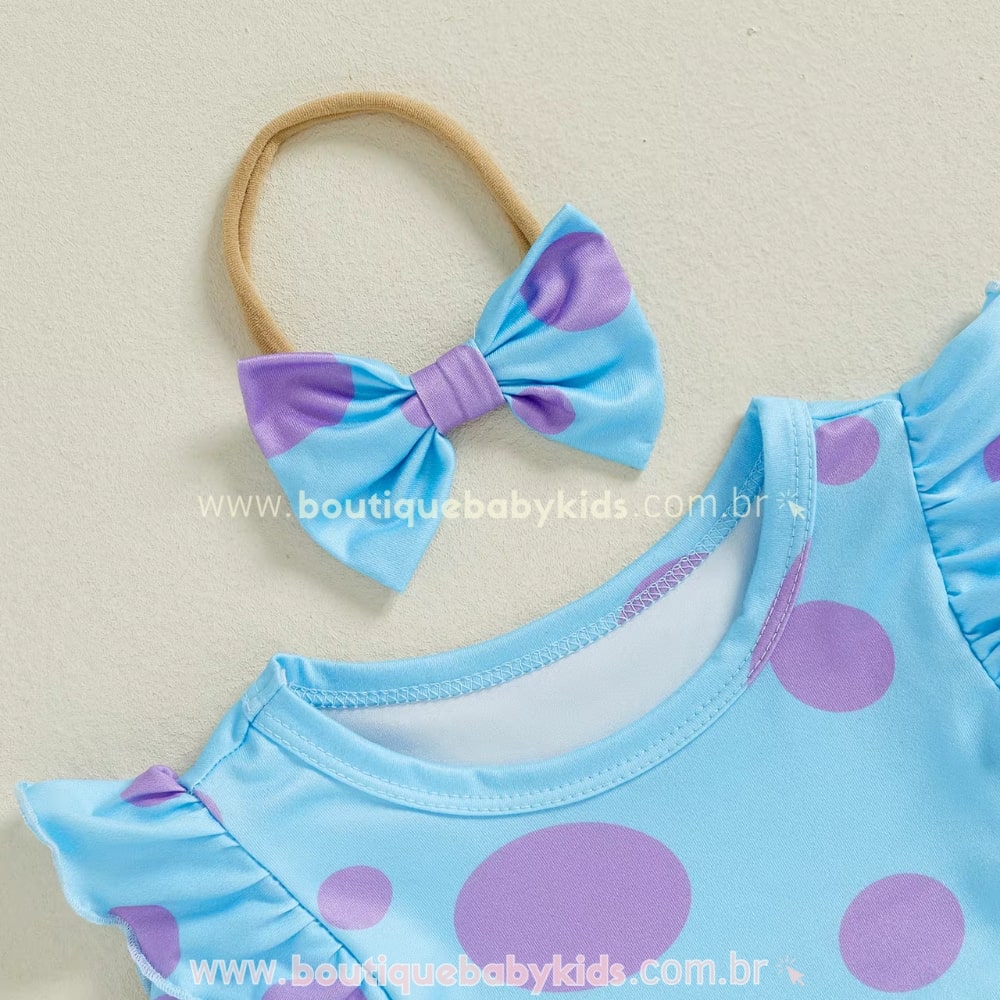 Vestido Bebê Fantasia Sulley Monstros S.A com Faixa