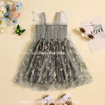 Vestido Bebê Bordado Flores Tule com Asinhas Cinza - Boutique Baby Kids 