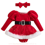 Vestido Bebê Mamãe Noel de Veludo com Faixa - Boutique Baby Kids