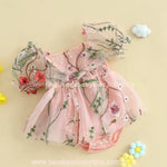 Vestido Bebê Tule Bordado Encanto das Flores Rosa Jardim Encantado - Boutique Baby Kids 