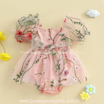 Vestido Bebê Tule Bordado Encanto das Flores Rosa Jardim Encantado - Boutique Baby Kids 