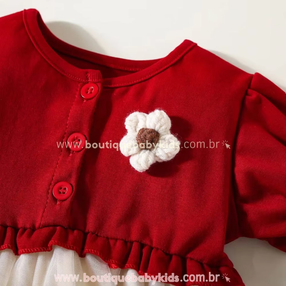 Vestido Bebê Tule Moranguinho