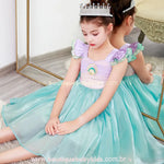 Vestido Infantil Fantasia Princesa Pequena Sereia Ariel Encantada - Boutique Baby Kids