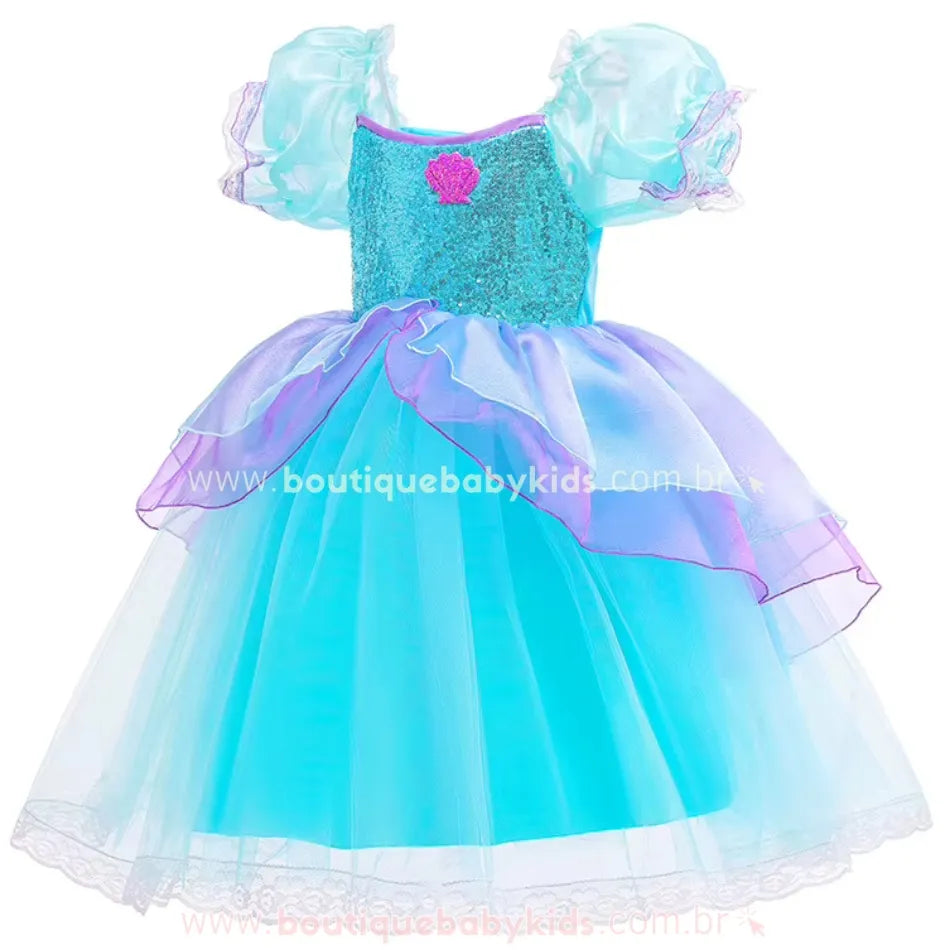 Vestido Infantil Temático Sereia Cristalina