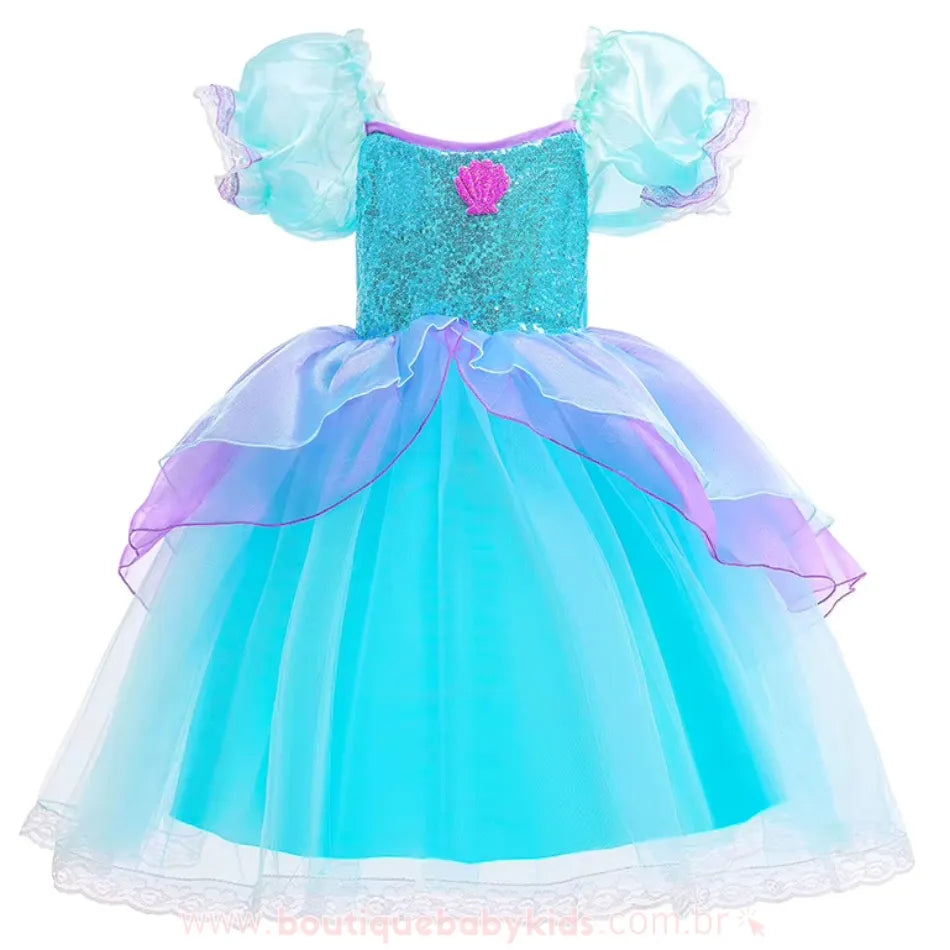 Vestido Infantil Temático Sereia Cristalina