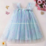 Vestido Infantil Tule Borboleta Estelar com Asinhas Azul - Boutique Baby Kids 