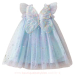 Vestido Infantil Tule Borboleta Estelar com Asinhas Azul - Boutique Baby Kids 