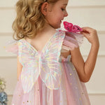 Vestido Infantil Tule Borboleta Estelar com Asinhas Rosa - Boutique Baby Kids 