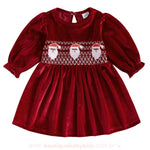 Vestido Infantil Natalino de Veludo Papai Noel Bordado - Boutique Baby Kids