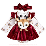 Vestido Bebê Temático Rena de Natal com Faixa - Boutique Baby Kids