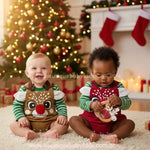 Body Bebê Jardineira Veludo Cotelê Rena do Nariz Vermelho - Boutique Baby Kids 