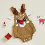 Body Bebê Jardineira Veludo Cotelê Rena do Nariz Vermelho - Boutique Baby Kids 